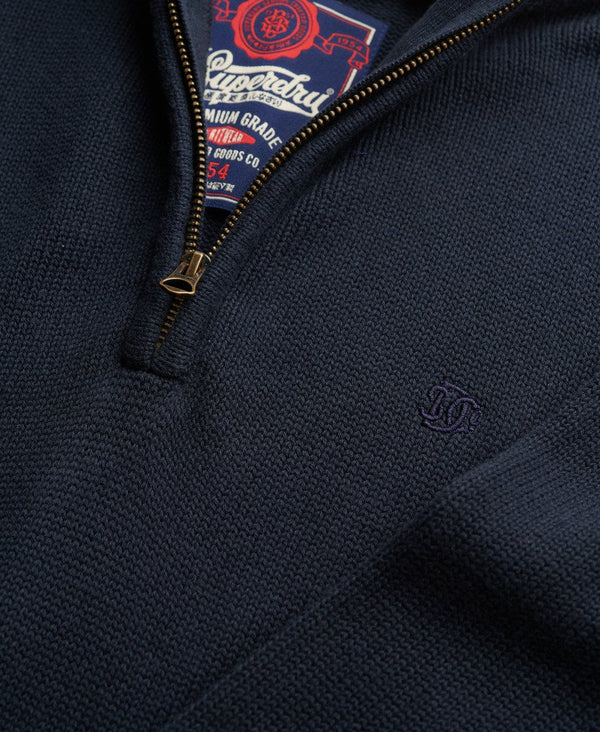 Superdry Cotton Half Zip Knit - Navy