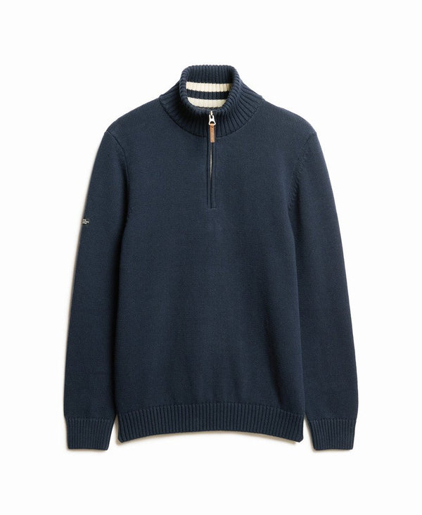 Superdry Cotton Half Zip Knit - Navy