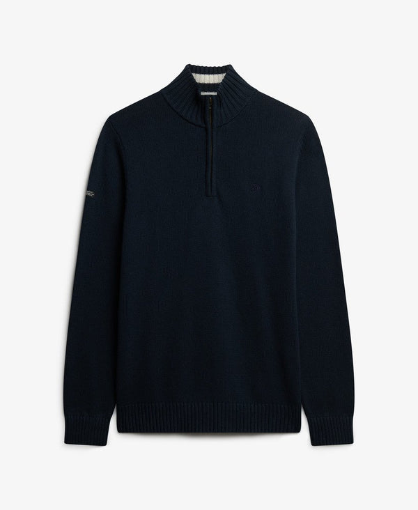 Superdry Cotton Half Zip Knit - Navy