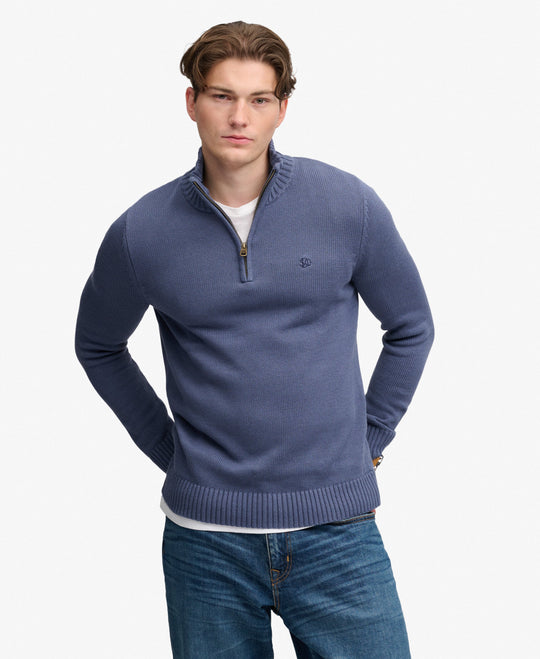 Superdry Cotton Half Zip Knit - Soft Navy