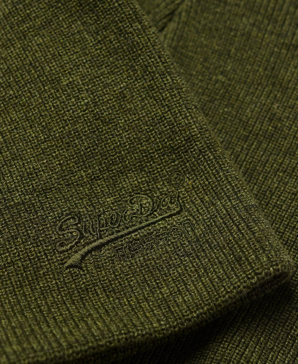 Superdry Essential Logo Knitted Beanie Hat - Deep Army Green Marl