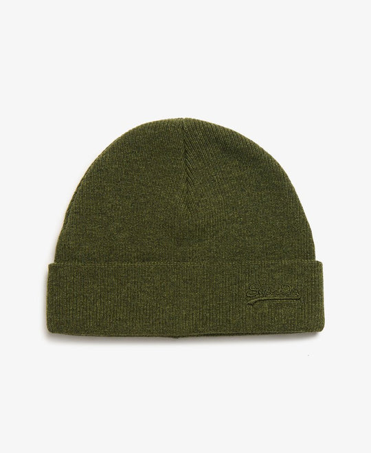 Superdry Essential Logo Knitted Beanie Hat - Deep Army Green Marl