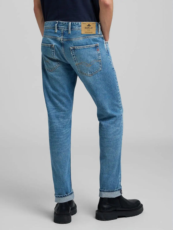 Replay Grover Straight-Fit Jeans - Medium Blue MA972.000.8860C2.009
