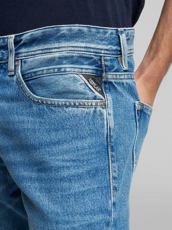 Replay Grover Straight-Fit Jeans - Medium Blue MA972.000.8860C2.009
