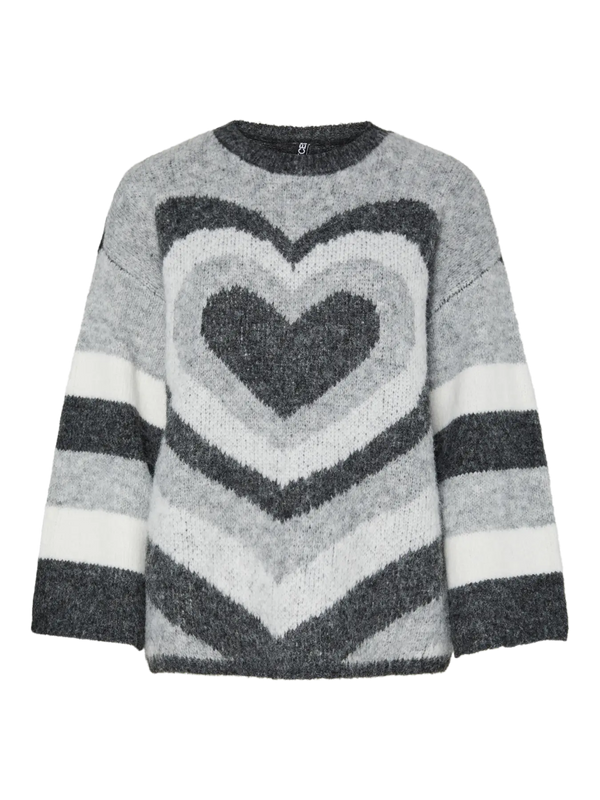 Pieces Jessa Long Sleeve O-Neck Knit - Dark Grey