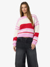 Noisy May Charlie Long Sleeve O-Neck Knit - Tomato & Bon bon