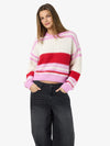 Noisy May Charlie Long Sleeve O-Neck Knit - Tomato & Bon bon