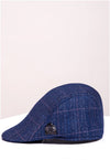 Marc Darcy Harry Tweed Check Flat Cap - Indigo