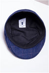 Marc Darcy Harry Tweed Check Flat Cap - Indigo