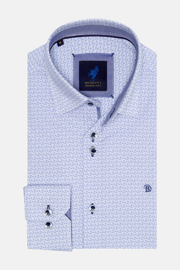 Benetti Mustang Modern Fit Long Sleeve Shirt - Sky