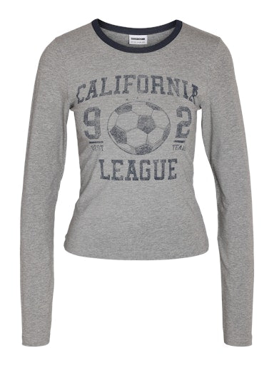 Noisy May Katinka Long Sleeve College Top - Light Grey Melange