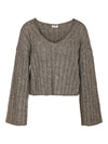 Noisy May Nina Long Sleeve V-Neck Knit - Kombu Green