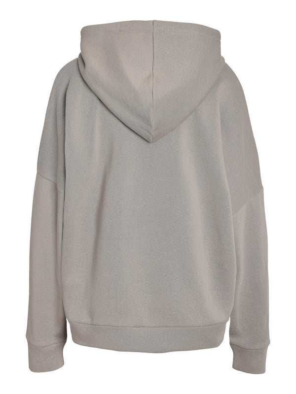 Noisy May Alden Long Sleeve Hood Teddy Detail Sweat - Ghost Grey