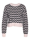 Noisy May Zuzi Long Sleeve O-Neck Knit - Eggnog Stripes/Black