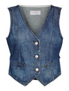 Noisy May Sanja Denim Waistcoat - Dark Blue Denim