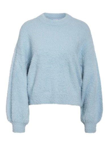 Noisy May Heidi Charlott Long Sleeve O-Neck Knit - Sky Blue