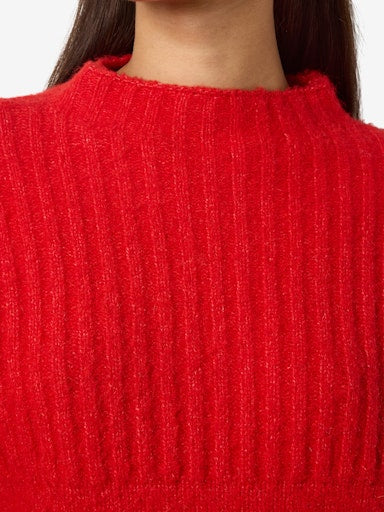 Noisy May Nyla Long Sleeve Loose High Neck - Racing Red