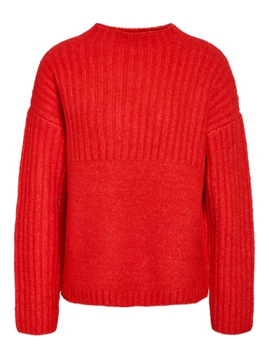Noisy May Nyla Long Sleeve Loose High Neck - Racing Red