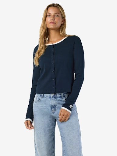 Noisy May Judy Long Sleeve Contrast Cardigan - Navy Blazer