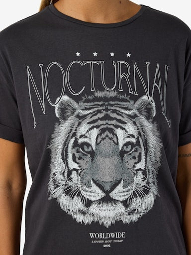 Noisy May Brandy Short Sleeve Printed T Shirt - Obsidian