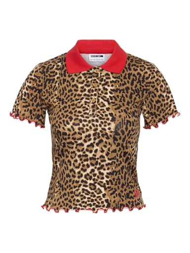 Noisy May Molly Short Sleeve Poloneck Top - Leo