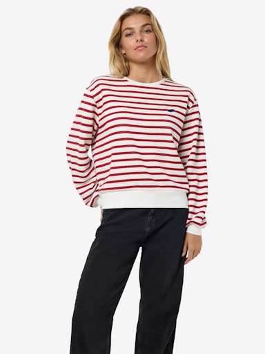 Noisy May Elba Long Sleeve Strip Sweat Paris - Racing Red