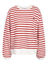 Noisy May Elba Long Sleeve Strip Sweat Paris - Racing Red