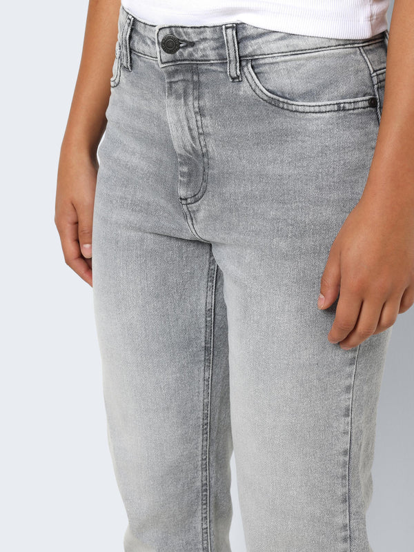 Noisy May Sallie high rise flared jeans in light gray