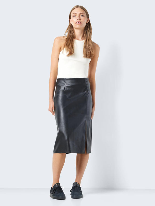 Noisy May Clara High Waist Slit Midi Length Skirt - Black