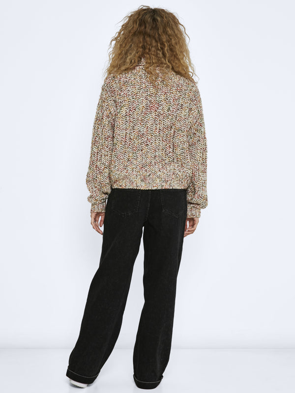 Noisy May Marney Long Sleeve High Neck Knit - Eggnog