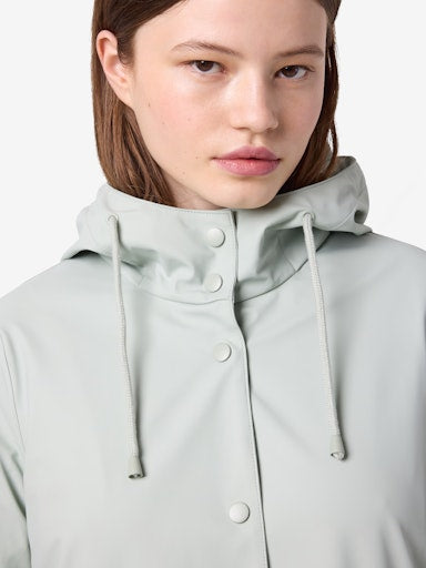 Noisy May Sky Long Sleeve A Line Raincoat - Aqua Grey