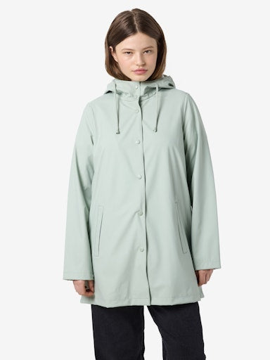 Noisy May Sky Long Sleeve A Line Raincoat - Aqua Grey