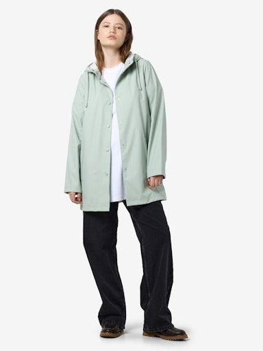 Noisy May Sky Long Sleeve A Line Raincoat - Aqua Grey