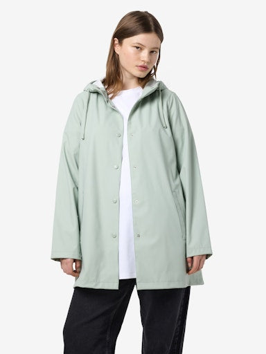 Noisy May Sky Long Sleeve A Line Raincoat - Aqua Grey