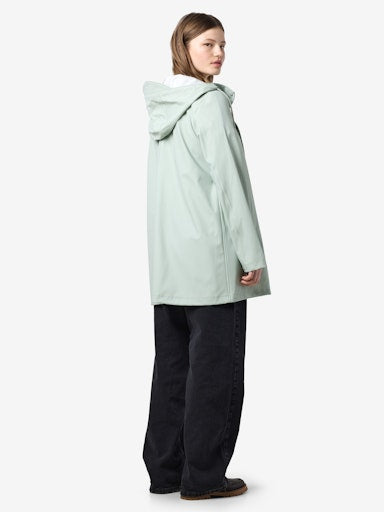 Noisy May Sky Long Sleeve A Line Raincoat - Aqua Grey