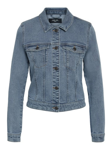Noisy May Debra Long Sleeve Denim Jacket - Light Blue Denim