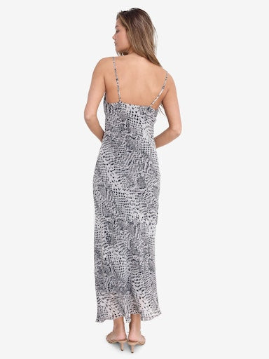 Noisy May Amira Singlet Chiffon Dress - Eggnog/ Snake