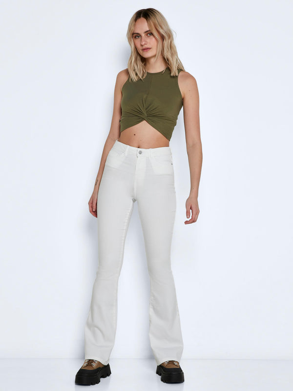 Noisy May Sallie high waisted flared jeans in light grey