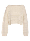Noisy May Claes Long Sleeve Boat Neck Knit Top - Birch