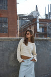 Noisy May Claes Long Sleeve Boat Neck Knit Top - Birch