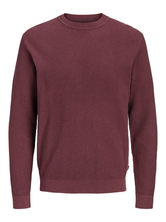 Jack & Jones Stanley Knit Crew Neck - Tawny Port/Twist