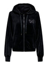 Only Rebel Long Sleeve Zip Rhinestone Hood - Black