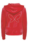 Only Rebel Long Sleeve Rhinestone Hood - Racing Red