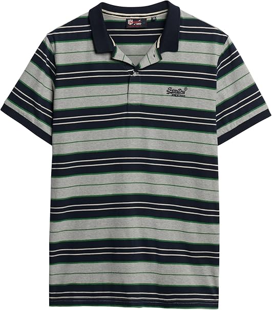 Superdry Jersey Stripe Polo Shirt - Grey Marl Stripe