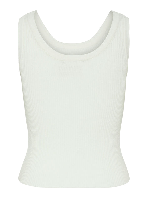 Pieces Prista Sleeveless Short O Neck Knit - Cloud Dancer