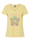 Pieces Gabriella Short Sleeve V Neck T Shirt - Pale Banana/ Sunshine