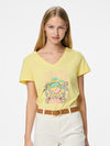 Pieces Gabriella Short Sleeve V Neck T Shirt - Pale Banana/ Sunshine