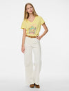 Pieces Gabriella Short Sleeve V Neck T Shirt - Pale Banana/ Sunshine