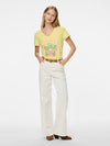 Pieces Gabriella Short Sleeve V Neck T Shirt - Pale Banana/ Sunshine