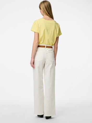 Pieces Gabriella Short Sleeve V Neck T Shirt - Pale Banana/ Sunshine